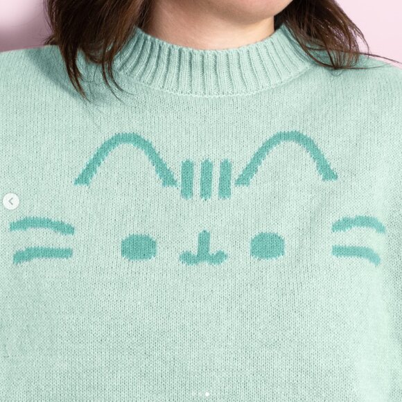 ♡SOLD♡ Pusheen Box winter 2024 exclusive mint green sweater oversized xs - Picture 2 of 12
